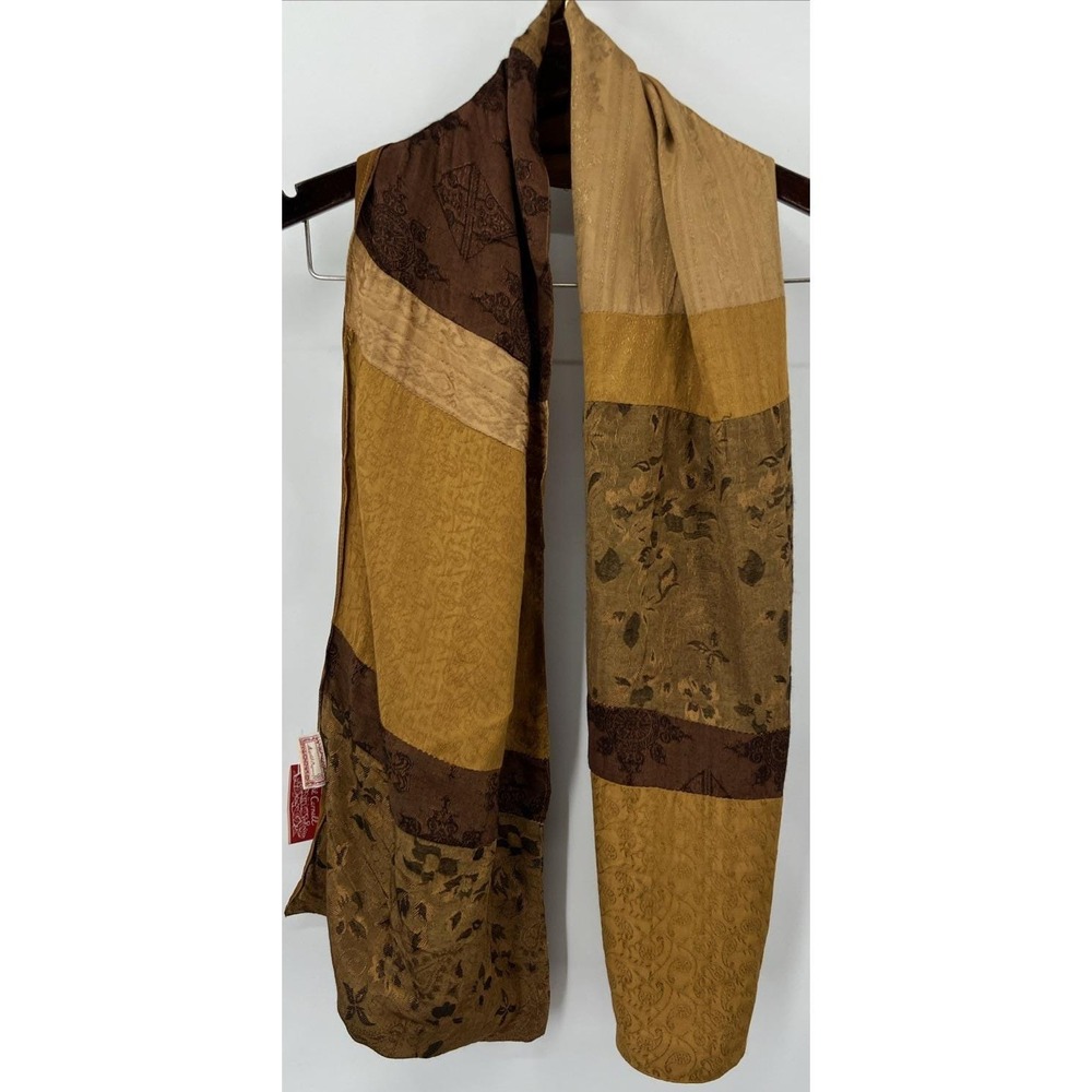 Vintage April Cornell Scarf Patchwork Floral Lined Brown Boho Romantic‎